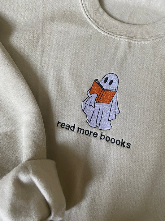 Ghost Reading Embroidered Sweatshirt