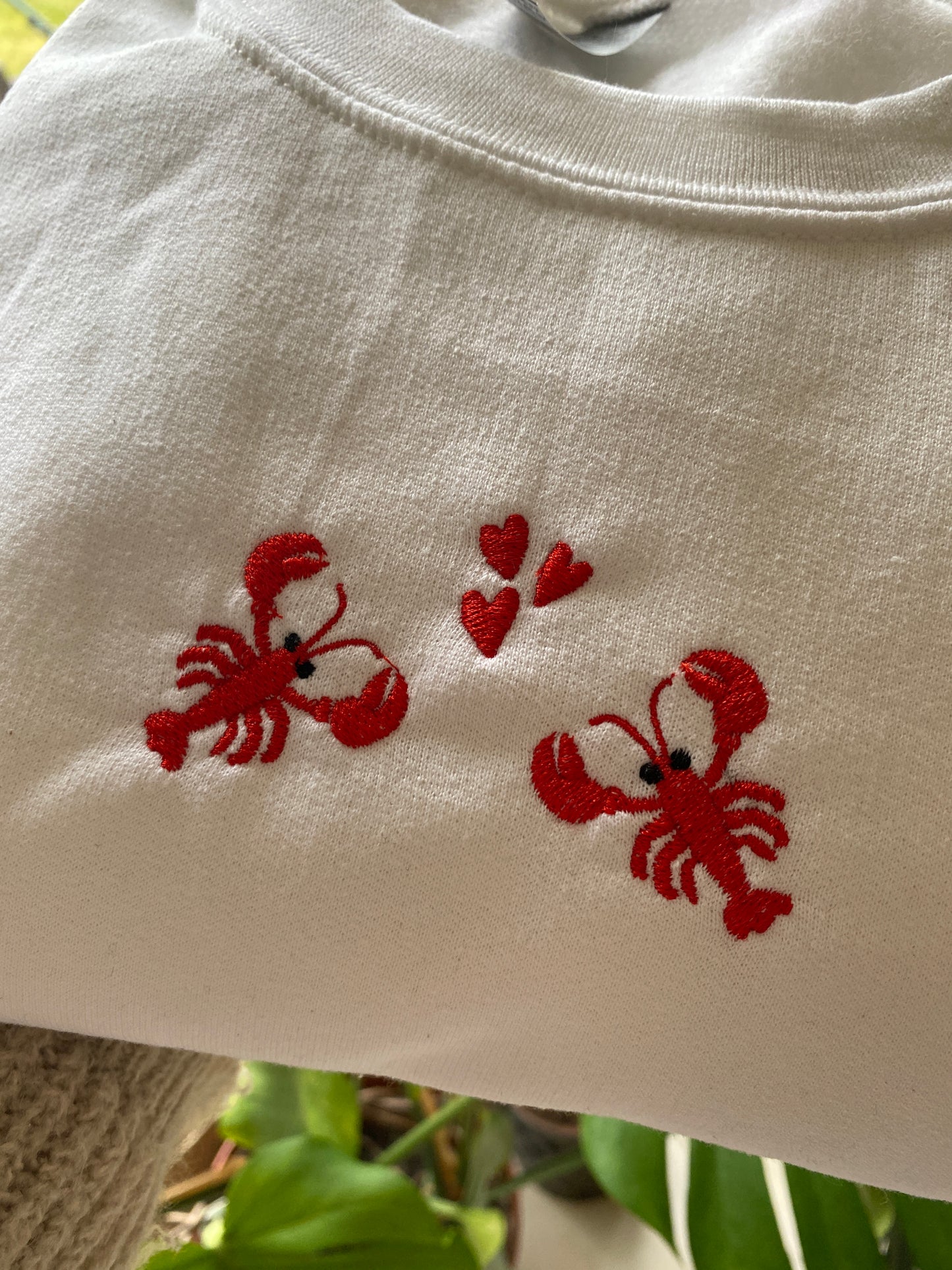 Lobsters in love embroidered sweatshirt