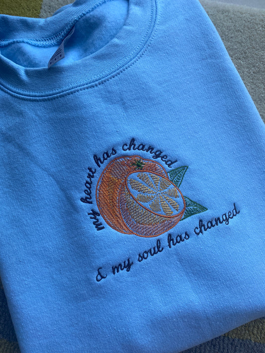Heart & Oranges Embroidered Sweatshirt