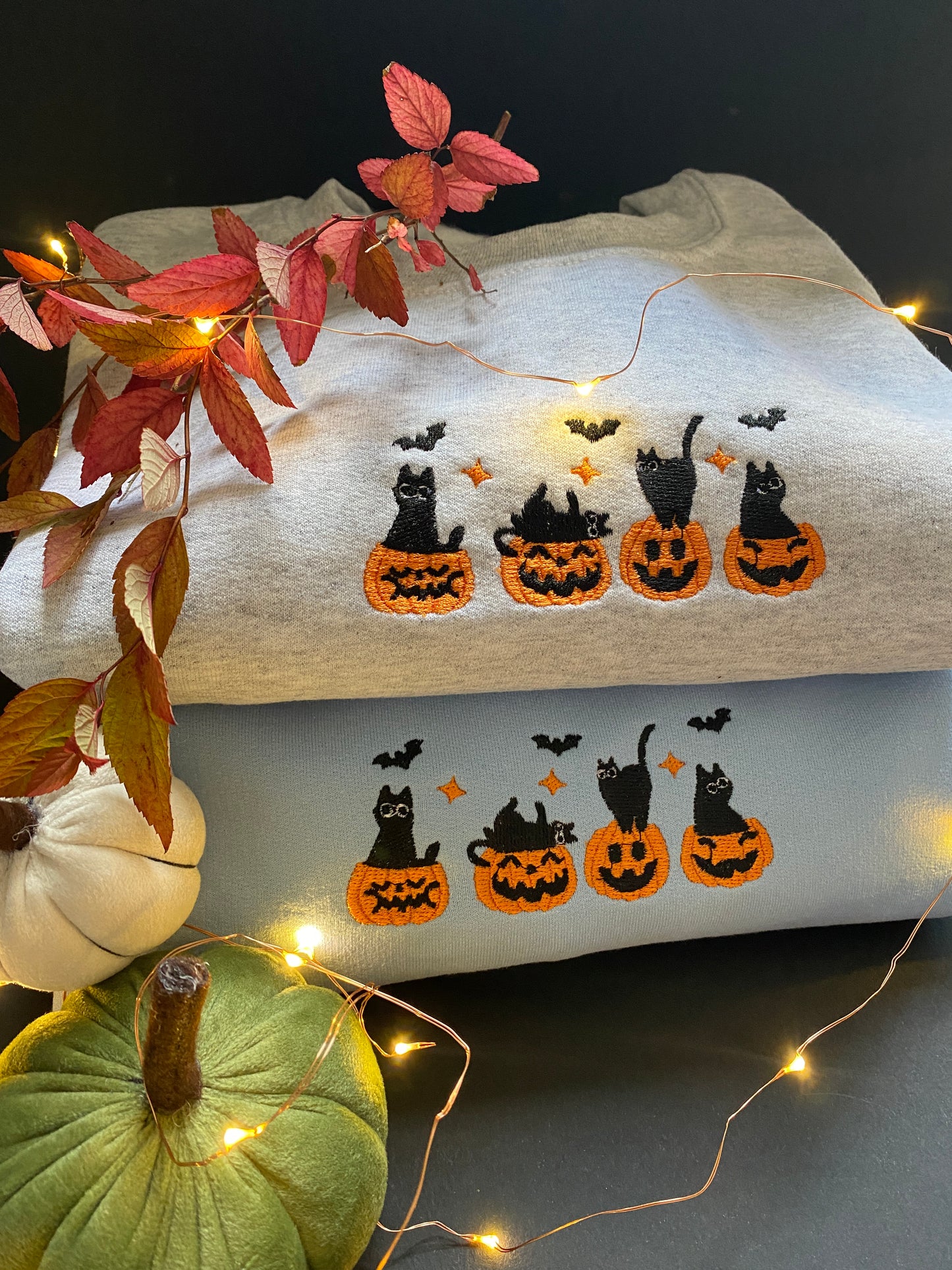 Pumpkin Cat Embroidered Sweatshirt