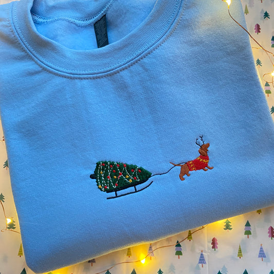 Christmas Dachshund Embroidered Sweatshirt