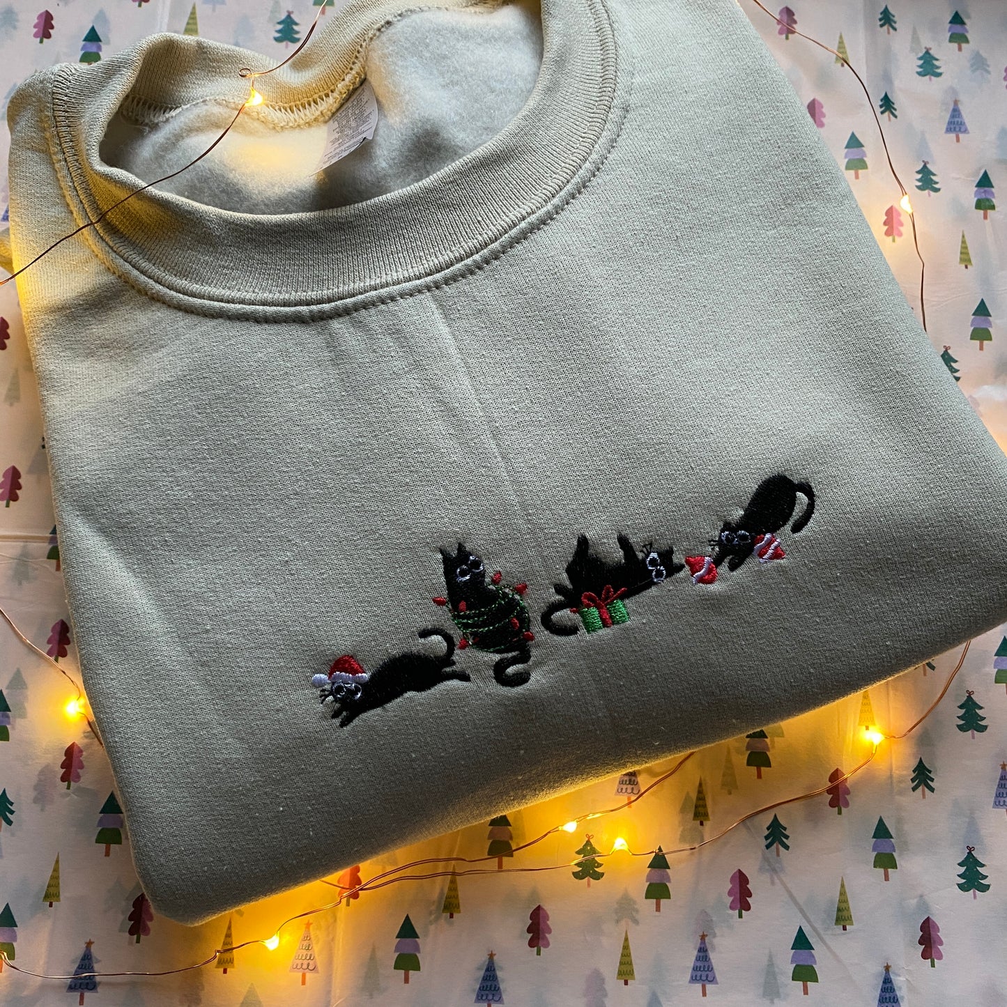 Christmas Cats Embroidered Sweatshirt