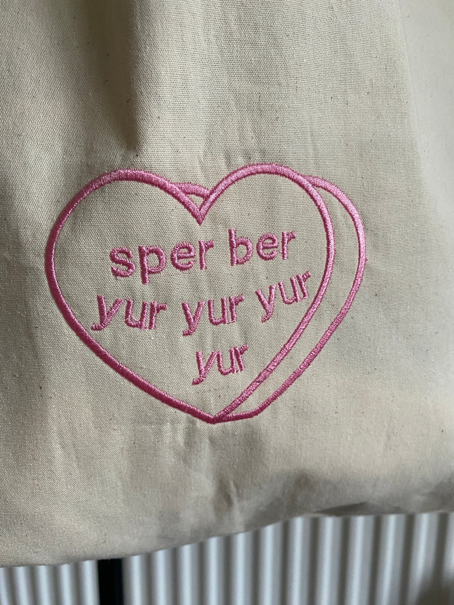 Custom Text/ Heart Embroidered Tote Bag