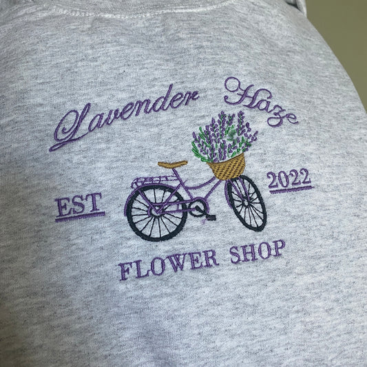 Lavender Flower Shop Embroidered Sweatshirt