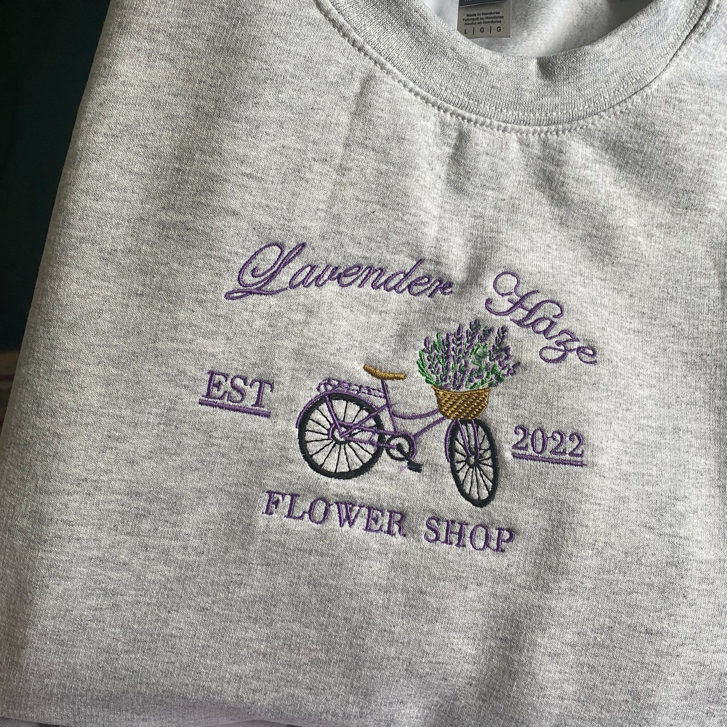 Lavender Flower Shop Embroidered Sweatshirt