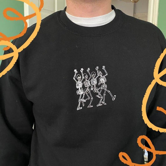 Dancing Skeleton Embroidered Sweatshirt