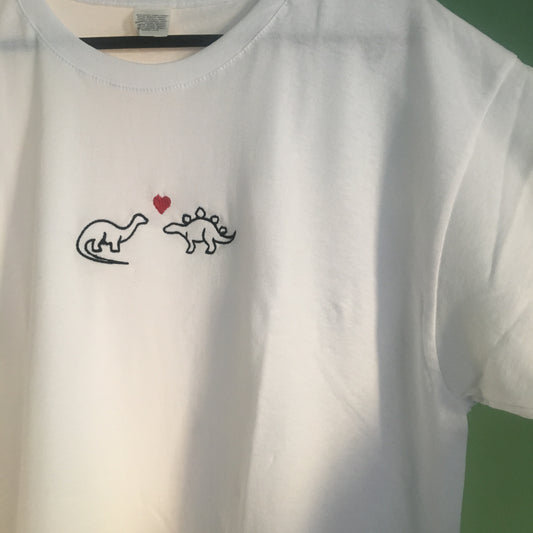 'Dinosaurs in love' embroidered tee