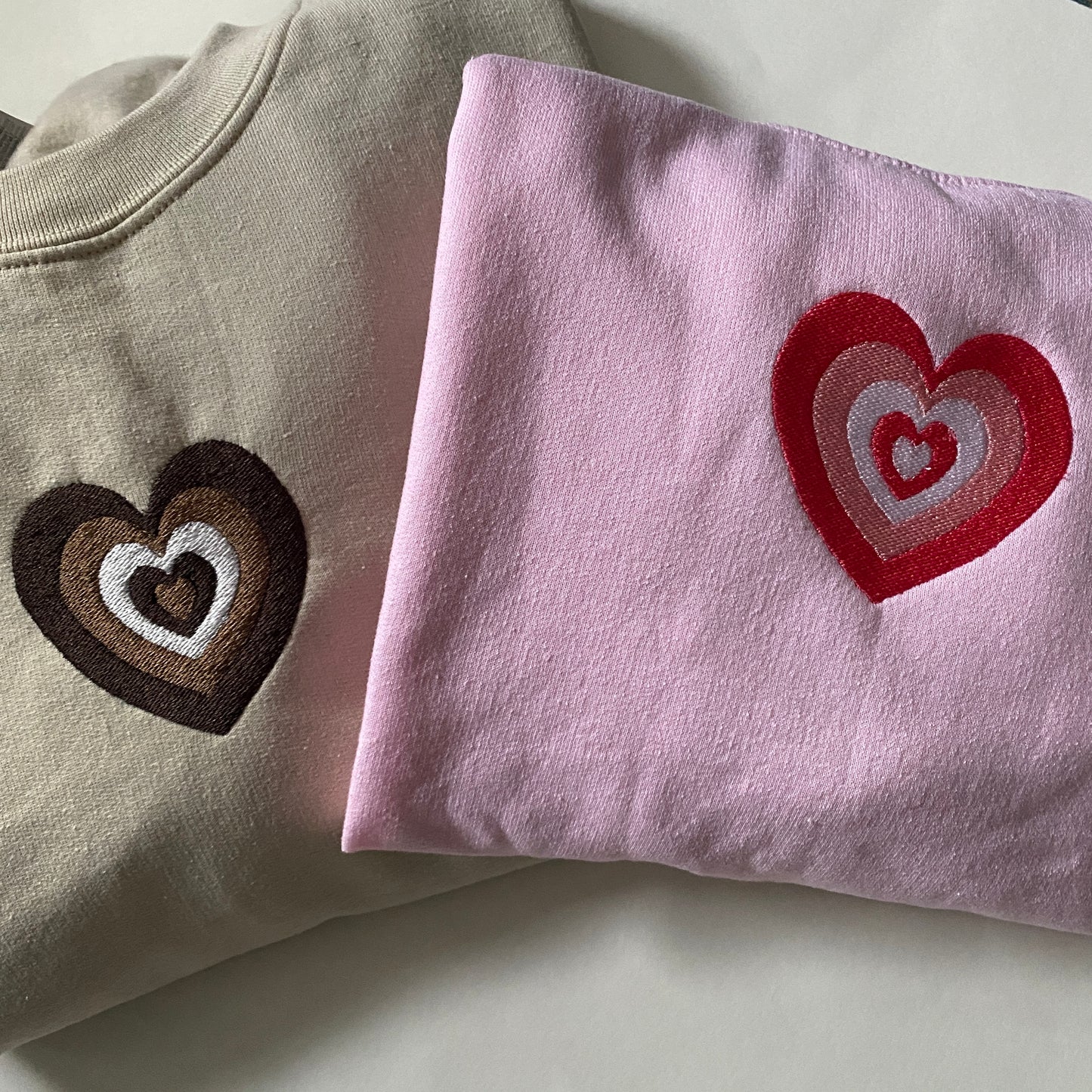 Retro Heart Embroidered Sweatshirt