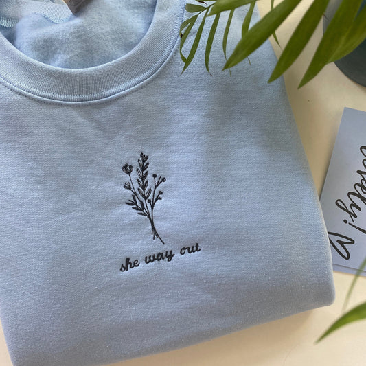 'She way out' Embroidered Sweatshirt