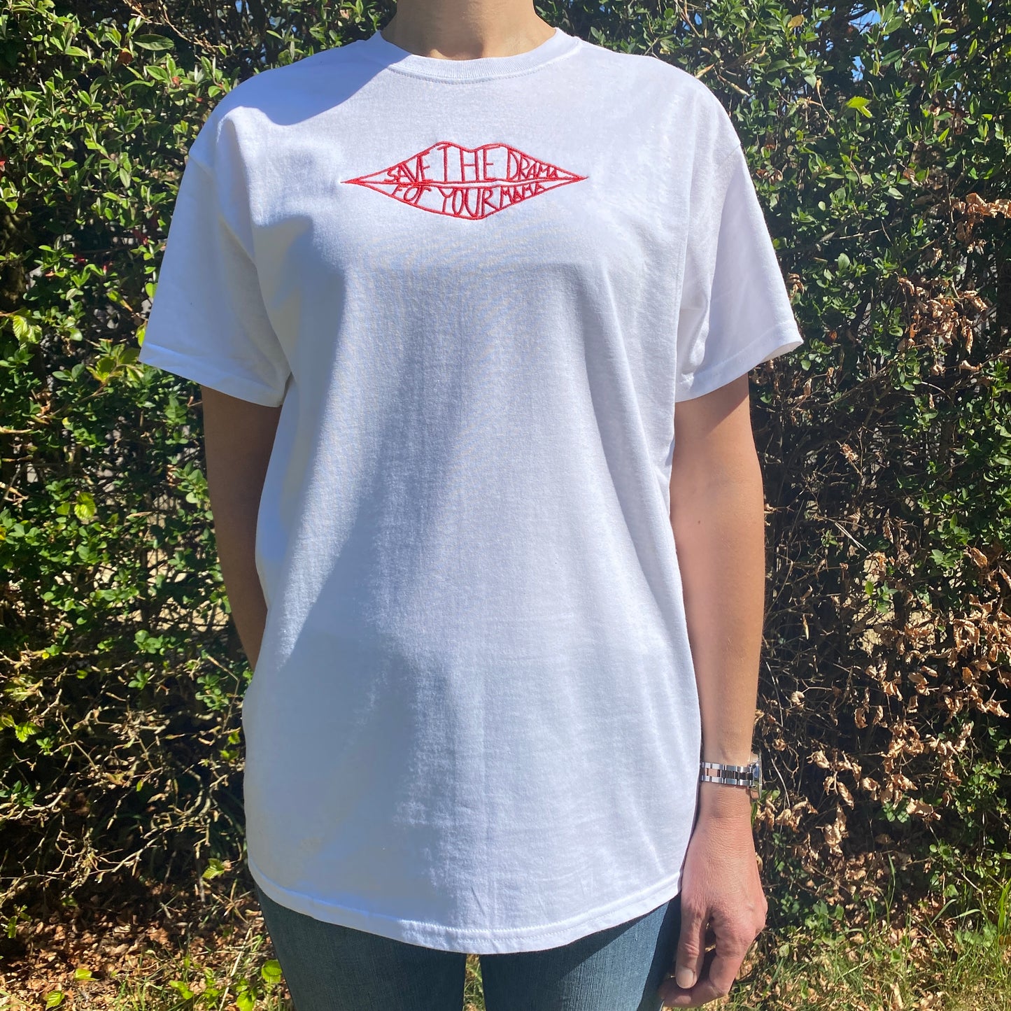 'Save the drama for your mama' Embroidered Tee