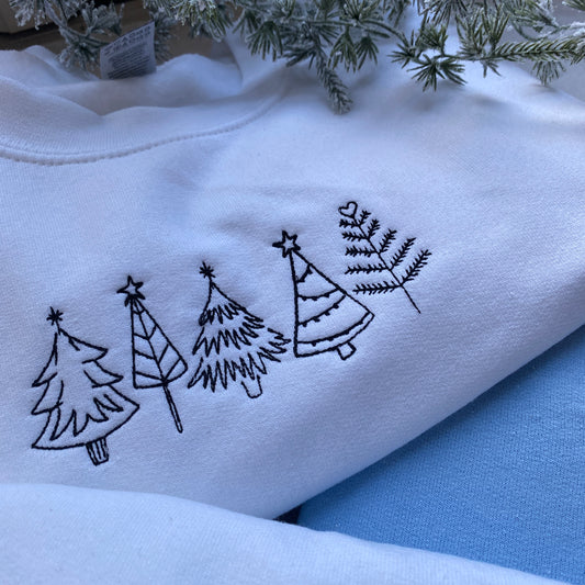 Christmas Tree Design Embroidered Sweatshirt