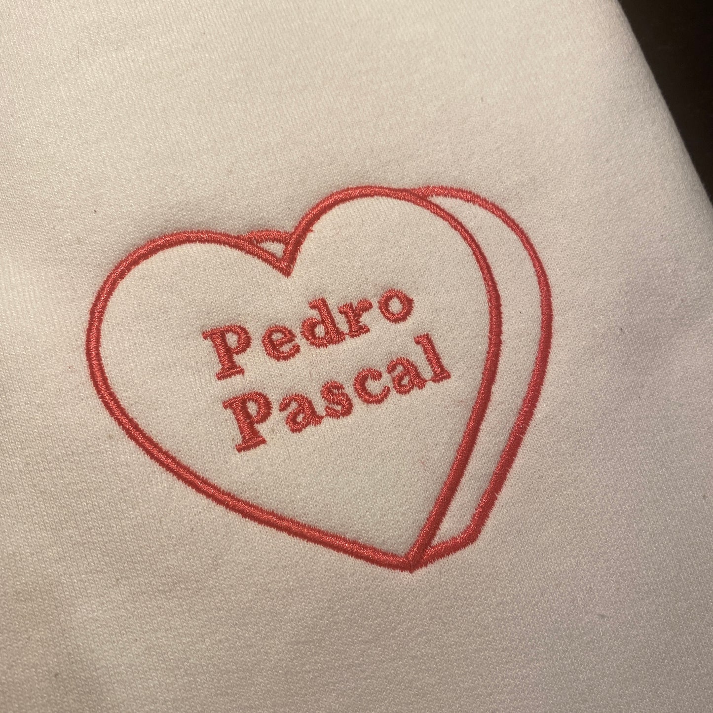 Custom heart text embroidered