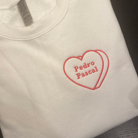 Custom heart text embroidered